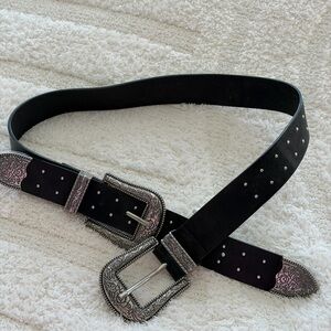 Princess Polly Black Belt with Silver Detailing